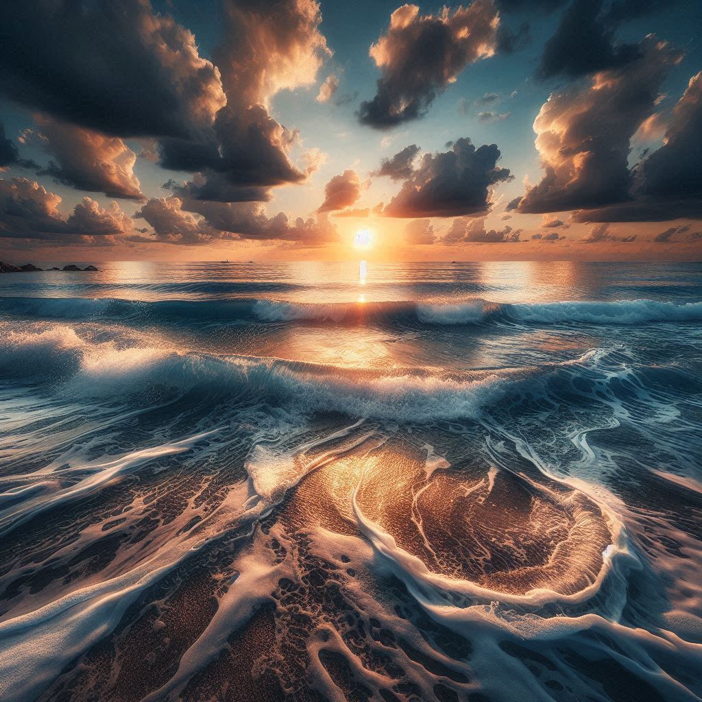 바다 노을 이미지