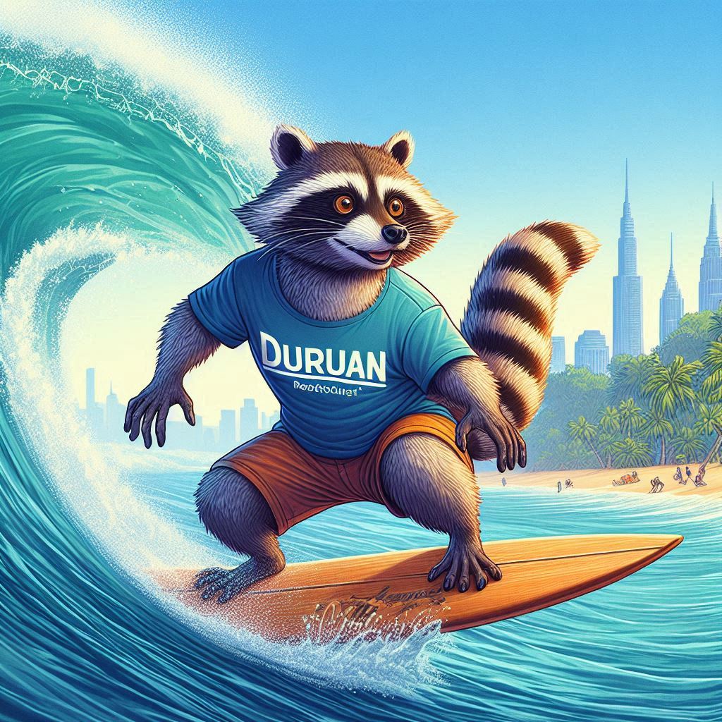 surfer raccoon