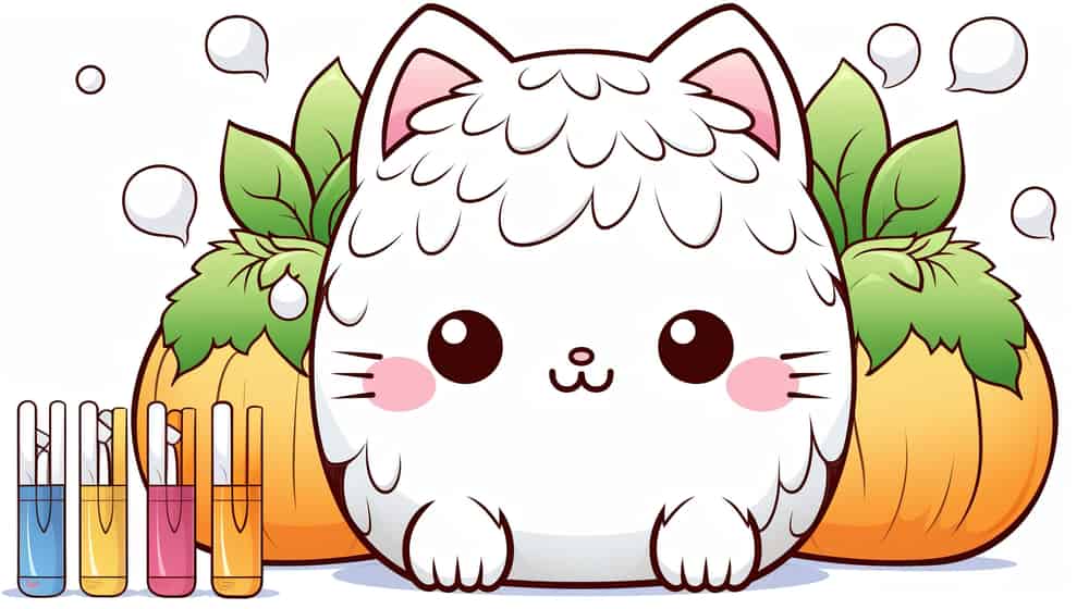 호박 위에 놓인 흰색 고양이