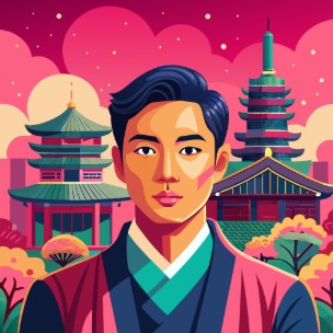 파고다 앞 에 서 있는 사람