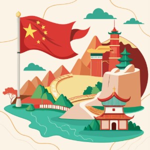 일러스트 국기 지도 산