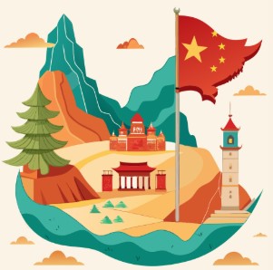 일러스트 국기 지도 산