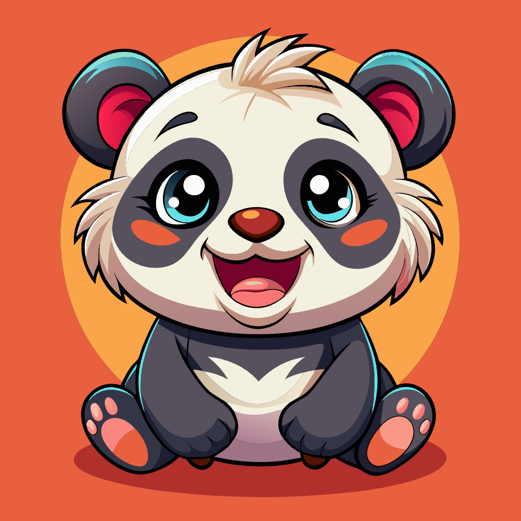 일러스트 슬픈 아기 판다panda (1)