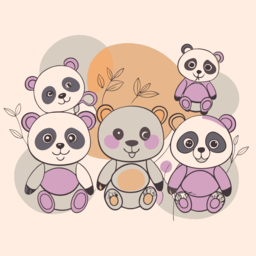 판다 곰 앉은 곰 무리