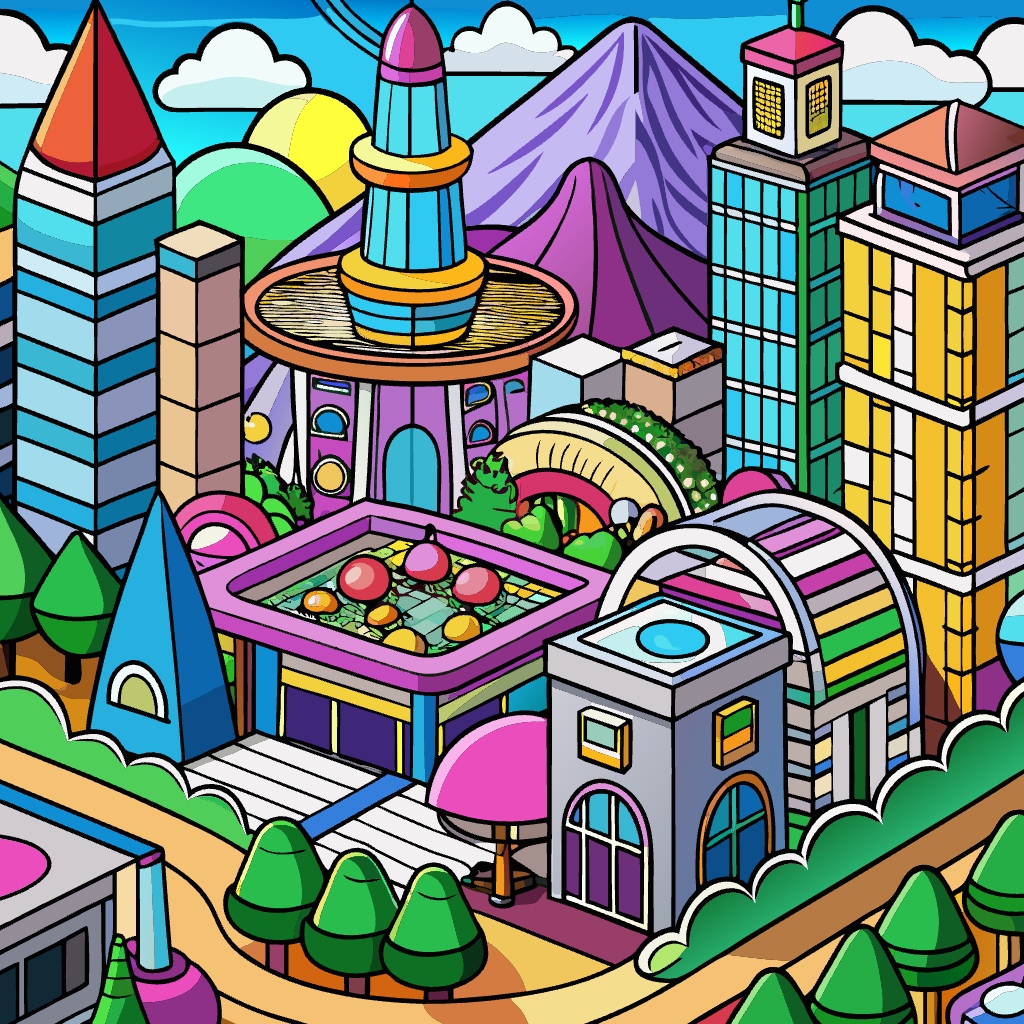 손그림 드로잉 스타일 일러스트 다운타운 벡터 drawn-illustration-of-a-downtown (27)