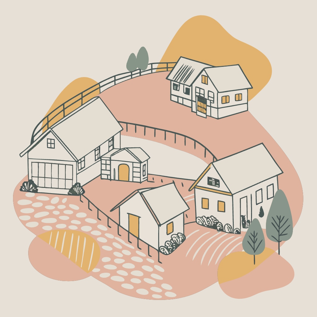 손그림 드로잉 스타일 일러스트 전원마을 벡터 drawn-illustration-of-a-rural-residential-comp (7)