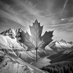 Black and White Photo of a Canadian Maple Leaf
