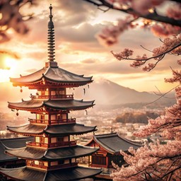체리 일몰 배경의