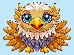 Cartoon owl with big eyes on a blue background