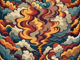일러스트 반복 패턴 구름 모양 하트