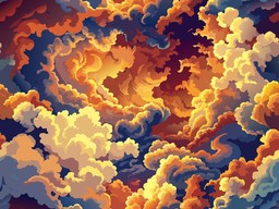 일러스트 반복 패턴 구름 밤 하늘