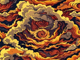 일러스트 반복 패턴 구름 태양 하늘