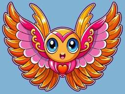 cartoon bird with wings and a heart