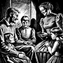 Illustration Vintage Home Line Person Black and White