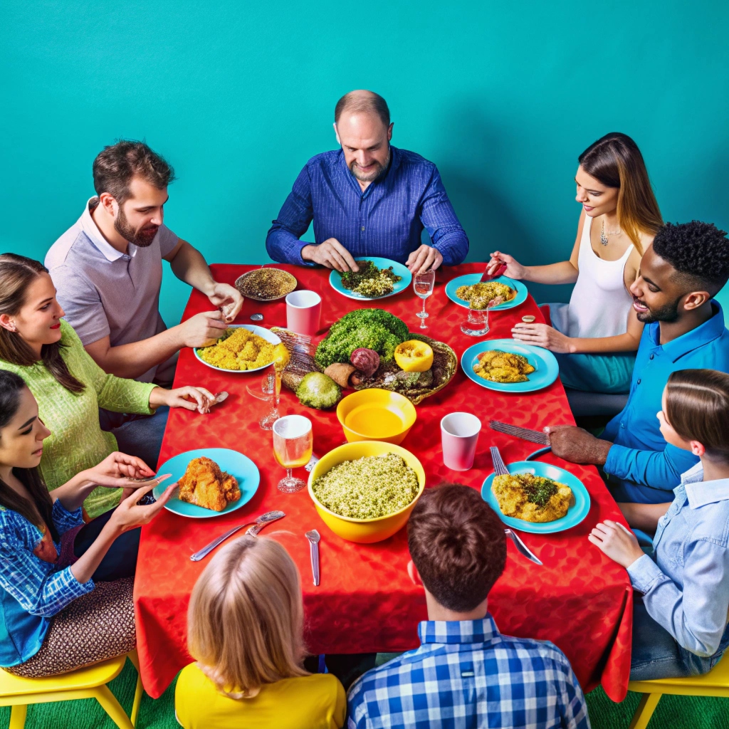 식사 단체 건강식 브런치 단체식사 아침 점심 저녁식사 png 이미지 배경realistic-photography-people-having-a-feast-togeth (57)