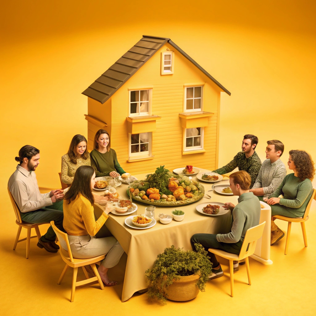 식사 단체 건강식 브런치 단체식사 아침 점심 저녁식사 png 이미지 배경realistic-photography-people-having-a-feast-togeth (59)