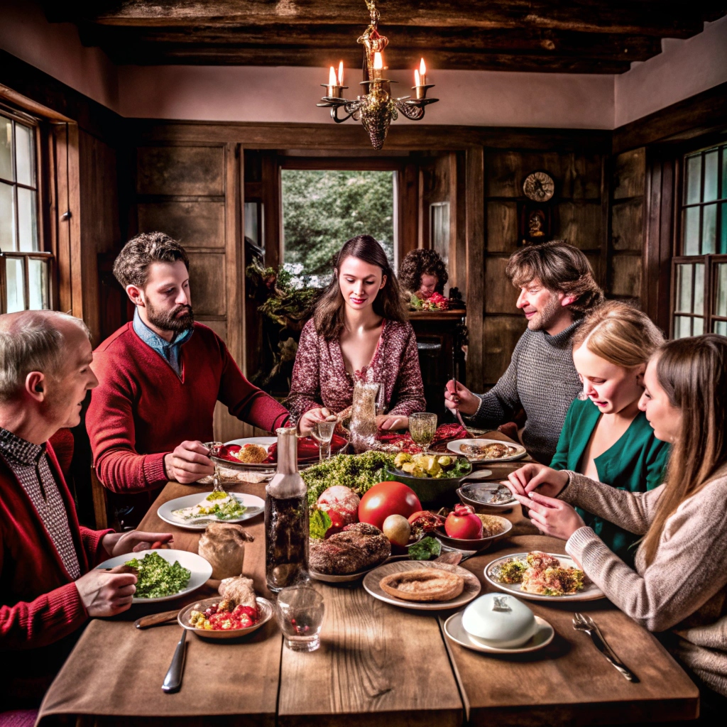 식사 단체 건강식 브런치 단체식사 아침 점심 저녁식사 png 이미지 배경realistic-photography-people-having-a-feast-togeth (63)