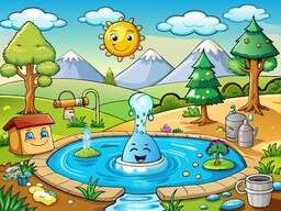 Cartoon Water Mountain Ice Cream Colorful