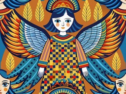 새 들 에 둘러싸인 천사 의 그림
