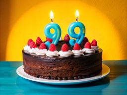 테이블의 생일 케이크와