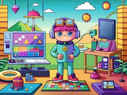 만화 컴퓨터 소년 화려한
