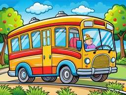 Cartoon Bus School Car