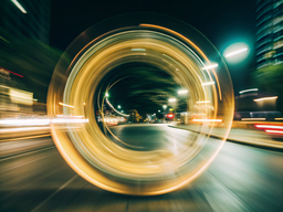흐릿한 자동차 달리는 도시 밤