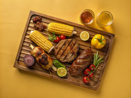 Wooden Tray with Food on It