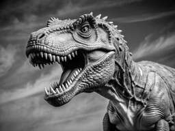 Black and White Photo of a T - Rex