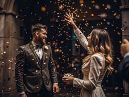 Vector Illustration of Couple Throwing Con