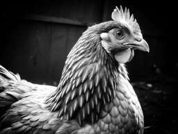 Black and White Photo of a Chicken