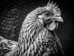 Black and White Photo of a Chicken