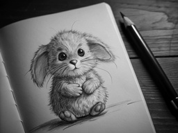 테이블 위에 놓인 그림 토끼