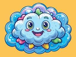 Cartoon Cloud Rain Snow Colorful