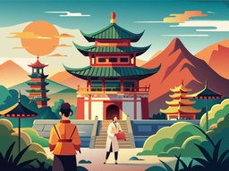 일러스트 사람들 걷는 공원