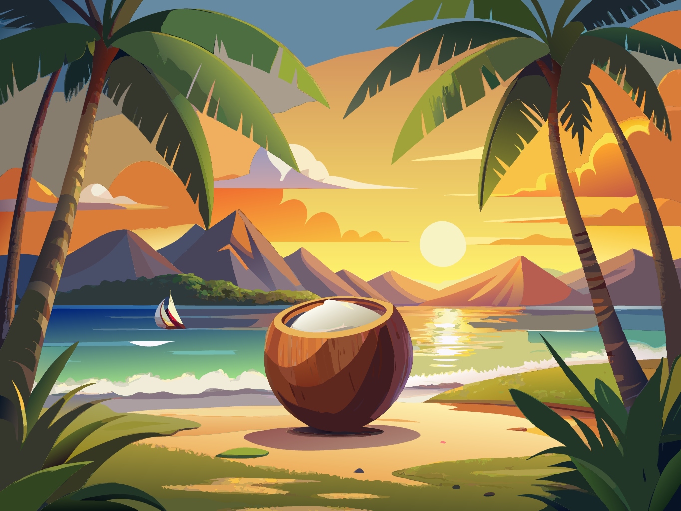 코코넛 야자수 열매 코코넛열매 여름 동남아 음료 음료수 더위 svg 벡터 원본 이미지 포토샵 파일_coconut (32)