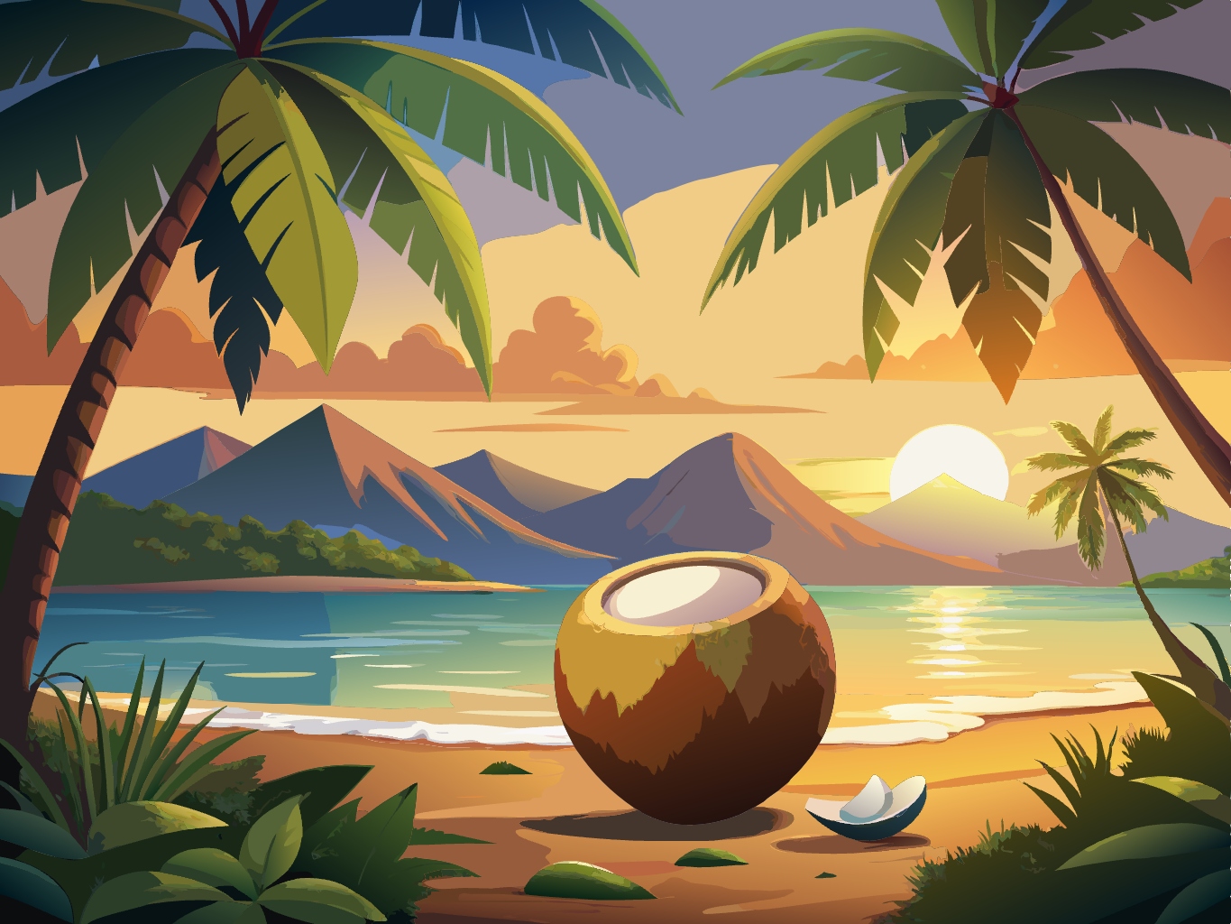 코코넛 야자수 열매 코코넛열매 여름 동남아 음료 음료수 더위 svg 벡터 원본 이미지 포토샵 파일_coconut (35)