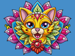 Illustration Cute Fox Cat Diamond