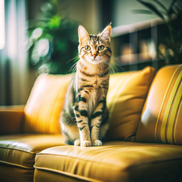 Cat Sitting on a Couch in a Living Room