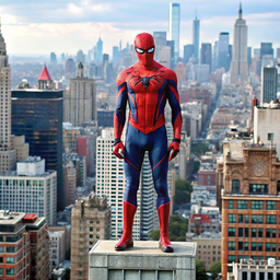 건물 꼭대기 에 있는 스파이더 맨 의 동상
