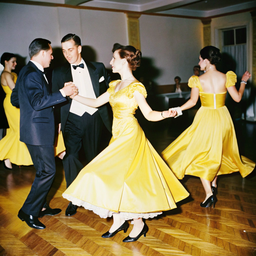 A Group Of People Dancing In A Ballroom