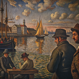 Painting of a Group of People on a Boat