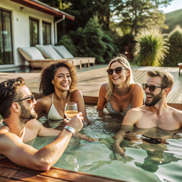 Group of People Sitting in a Hot Tub