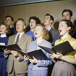 Group of People Singing in a Room
