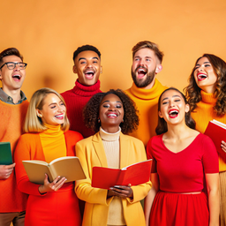 Group of People Standing in Front of an Orange Wall