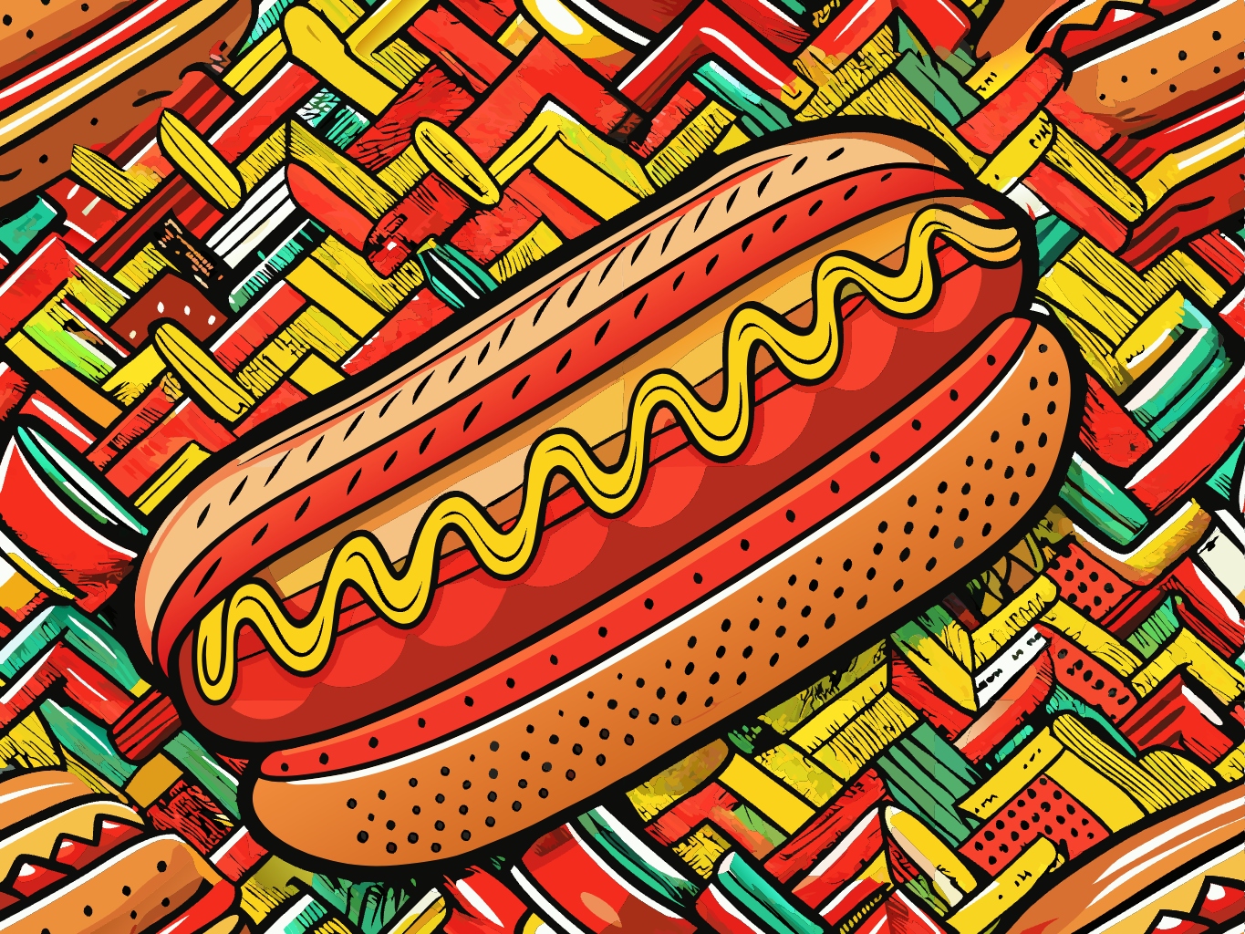 핫도그 도그 간식 놀이기구 놀이터 점심 아침 던킨 도너츠 커피 svg 벡터 원본 배경 이미지 파일_hot-dog (8)