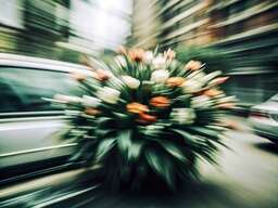 Blur of a Car Driving Down a Street