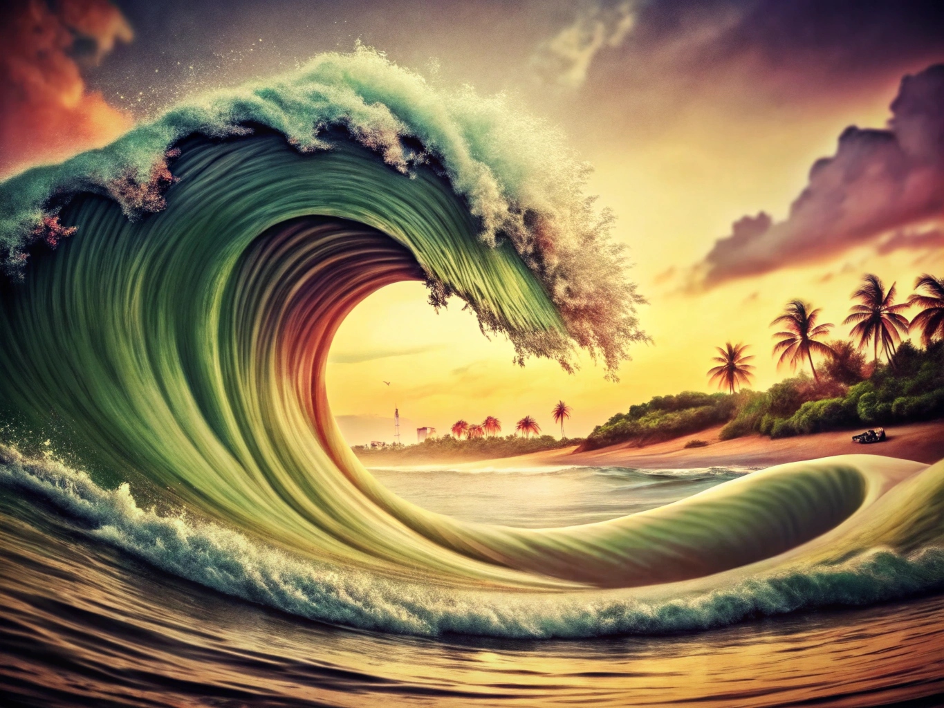 일러스트 스타일 illustration-style-웨이브 물경 파도 wave (8)