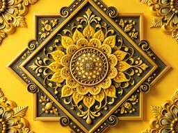 Close Up of a Ceiling with Gold and Black Decorations