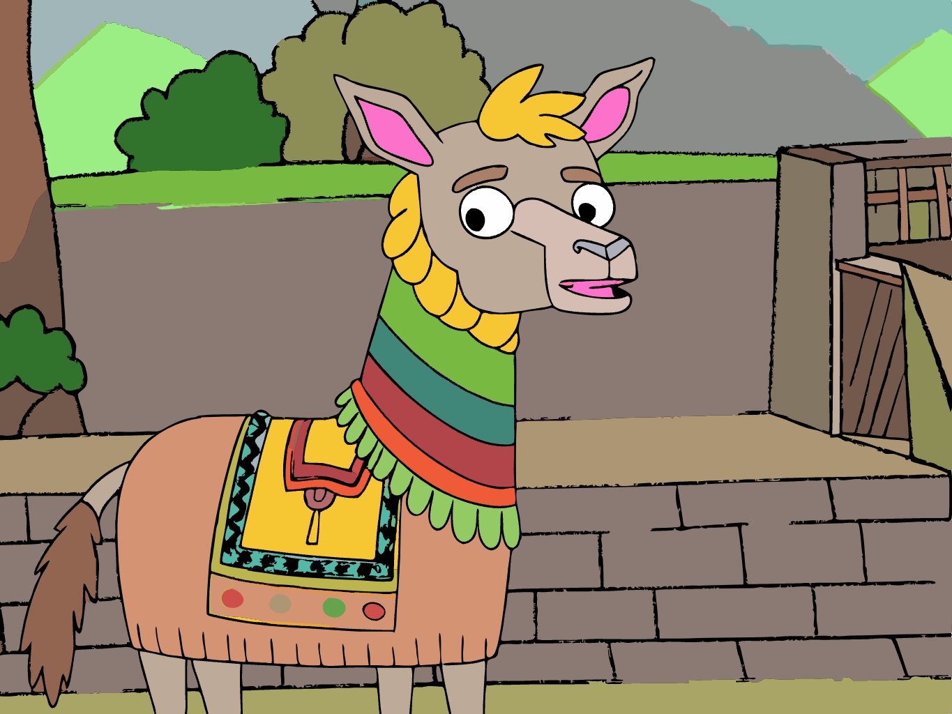 라마, 들판, 귀여운, 동물llama